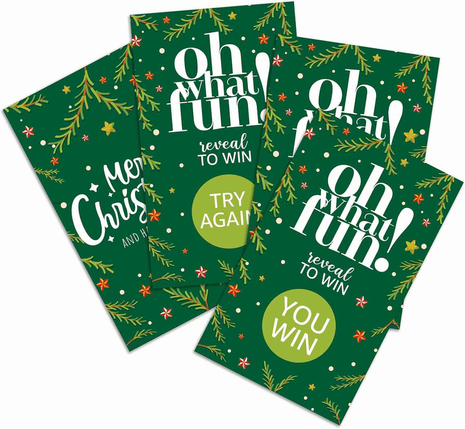 50 Christmas Party Games Scratch Off Game Cards, Holiday Raffle Ticket, Win or Lose Game, Xmas Holiday Games Supplies Activity, for Kids, Adults, Groups, Holiday (JRM391)