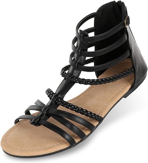 MUDAN Womens Buckle Zip Thong Gladiator Sandal