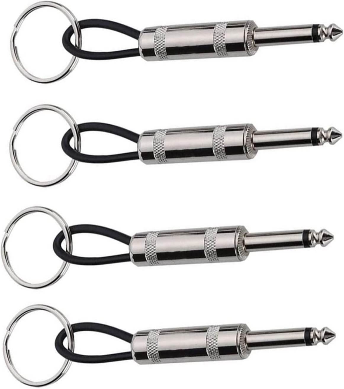 4 Pieces Guitar Plug Keychains for Wall — Mountable Amp Cable Plug Key Holder Kit, Audio Type Keychain, Electric Bass Amplifier Connector Key Rings, Music Enthusiasts Audiophiles Accessories