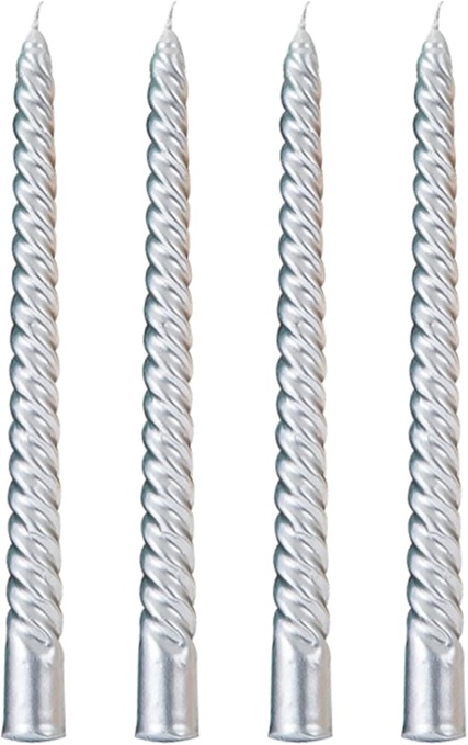 10 inchTaper Candles Set of 12 |7.5 hrs Clean Burning Unscented, for Wedding, Parties,Home Decor and Special Occasions?ture Dripless Long Candle Sticks Spiral Taper Candle (10 INCH, Silver)