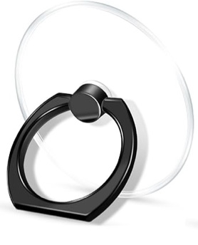 Transparent Clear Phone Ring Grips Holder Kickstand — Finger Ring Stand for Cell Phone, Tablet Case Accessories Round (BK) — Content May Vary
