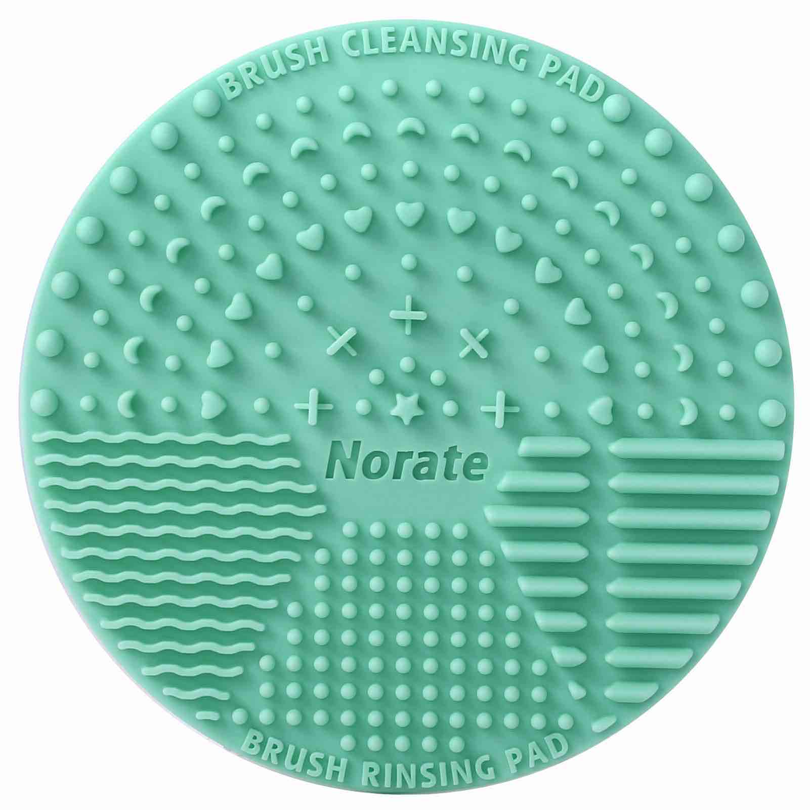 NORATE Brush Cleaning Mat, Silicone Makeup Cleaning Brush Scrubber Mat — Portable Washing Tool Cosmetic Brush Cleaner with Suction Cup (Green)