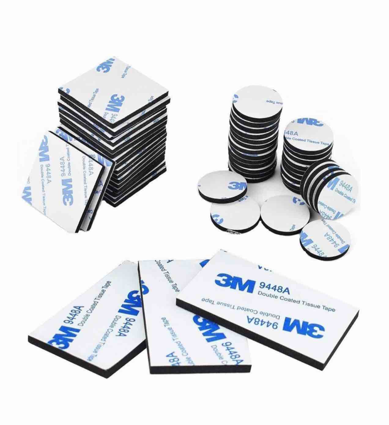 AVANDO Double Sided Foam Tape Strong Pad Mounting — Black Self-Adhesive Tape Include Square, Round, and Rectangular (60 Pieces)