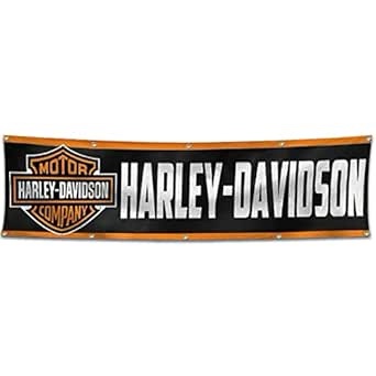 Cy,SHWAILLT Banner — Harley Motorcycle Racing 2x8ft Car Flag Banner — Snap On Flag Tools, 100% Polyester - for Car Fans Large Decor Emblem Outdoor/Indoor Banner with Brass Grommets (Style1)