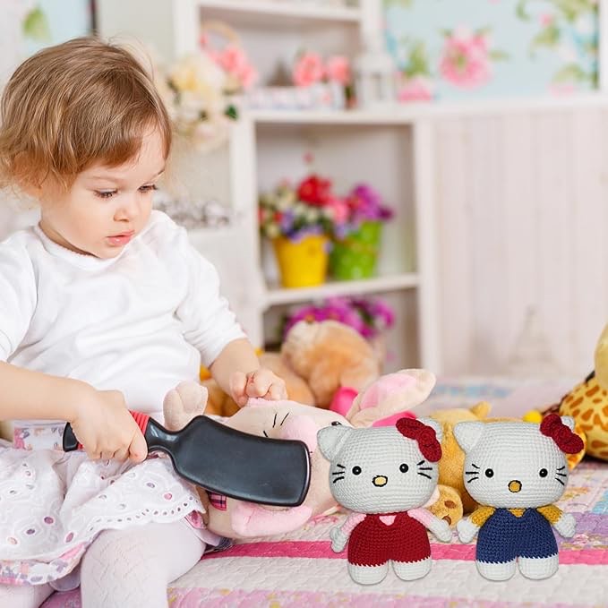 ANZIR Beginner Crochet Kit - 2 Pieces Hello Kitty, Complete Crochet Kit for Beginners, Starter Pack for Adults and Kids with Step-by-Step Instructions and Video Tutorials (Hello Kitty)
