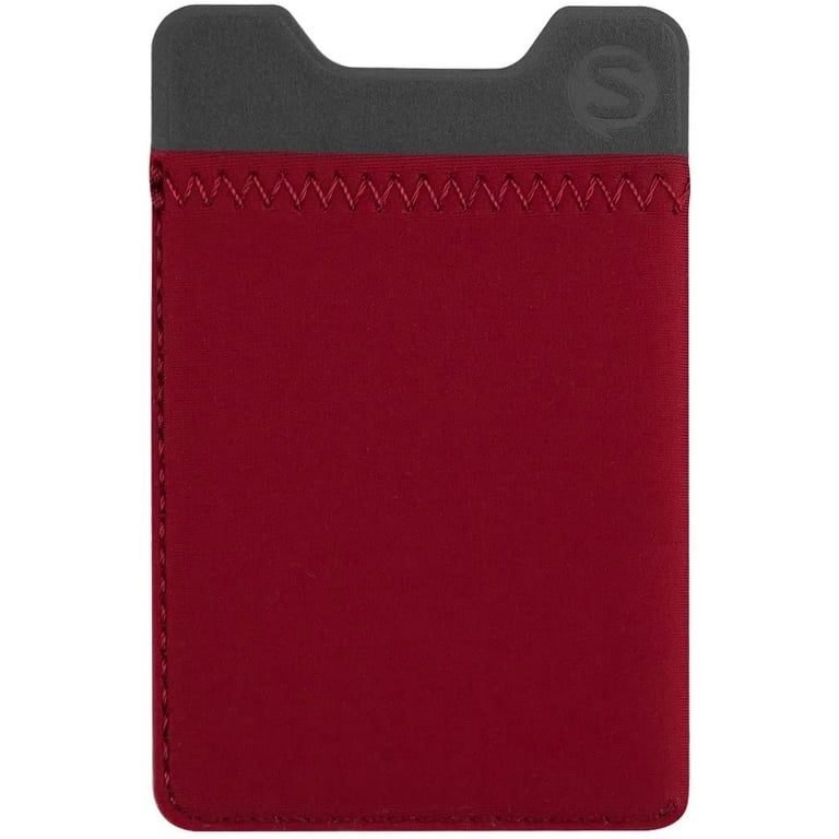 Silk Stick-on Phone Wallet - Sidecar Slim Expandable Credit Card Pocket - Fits iPhone and Android (Crimson Red)