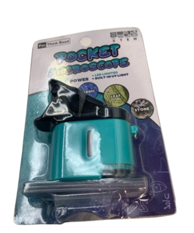 Pocket Microscope for Kids Adults 60X Portable Mini Handheld Microscope with 3 Microscope Slides,LED Light,Universal Clip for Students Science Lab STEM Education (Teal)