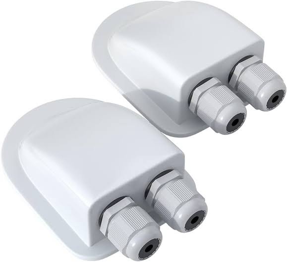 CP-SETUNO Solar Double Cable Entry Gland Box ABS White Waterproof Dual Wire Connector Adapter Ideal for Marine, RV, Caravan, Boat