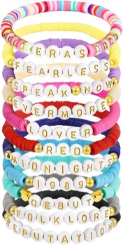 11 Pcs Friendship Bracelets, Inspired Letter Bracelets Set, Colorful Stretchy Heishi Preppy Bracelets, Singer Music Lovers Fans Concert Merch Gifts for Women Favors