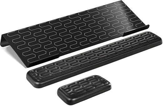 Computer Keyboard Wrist Rest and Mouse Pad Set, Ergonomic Acrylic Keyboard Tray Stand Support Arm Hand Rests Platform with Gel Padded Mousepad, Desktop Accessories for Office, Home, School