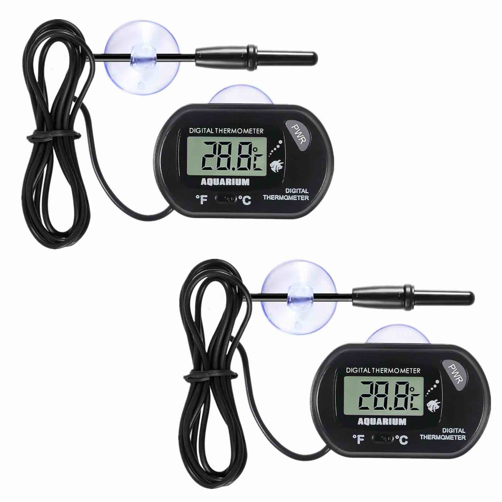 Accurate Aquarium Thermometer, LCD Digital Fish Tank Thermometer with 2 Suction Cups, Probe and Battery, Water Thermometer for Reptile Tank, Turtle Tank, Water Tank, Incubators , 6 pcs