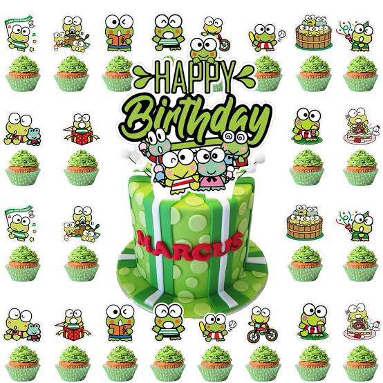 37 PCS Keropi Cupcake Toppers for Frog of Keropi Theme Party Birthday Party Wedding Baby Shower Anniversary Party Cake Dessert Decorations Supplies Picks