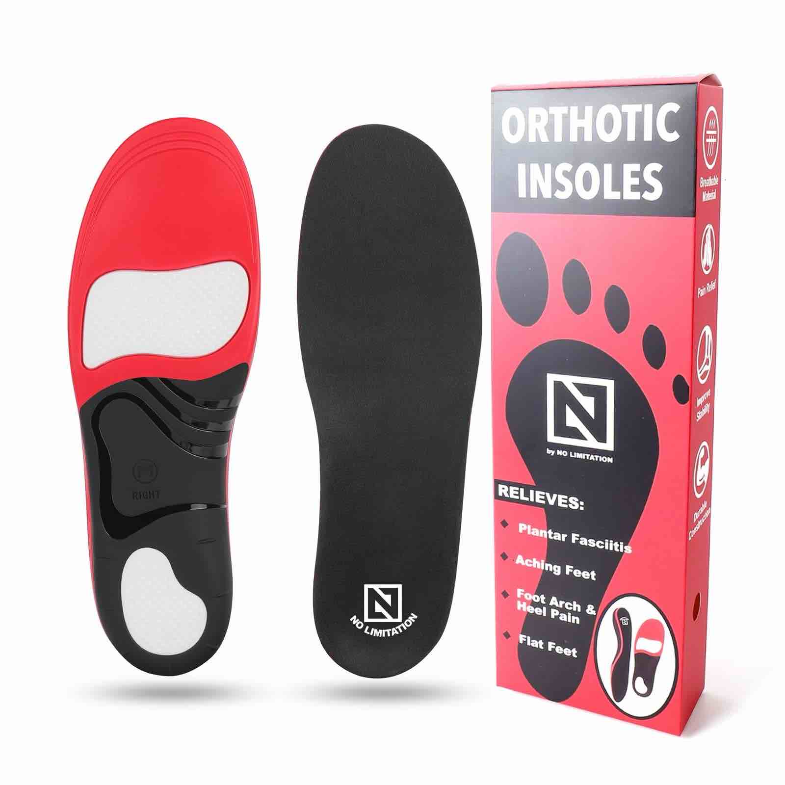 NO LIMITATION Plantar Fasciitis Arch Support Insoles (L (Men 11-12.5 Women 12-13.5))