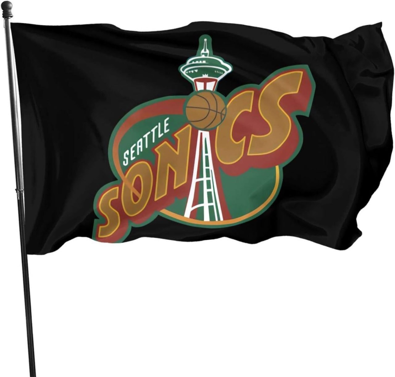 JKVSAICV Seattle Super-Sonics Flag 3 X 5 Ft Polyester with Brass Grommets Room Decor Club Outdoor Flag Banner-Tea Party Flags