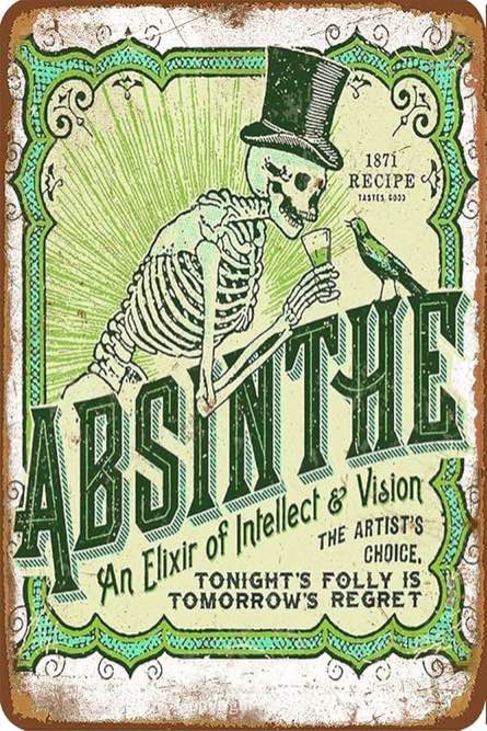 For Absinthe Retro Metal Tin Sign Funny Poster Living Room Kitchen Bathroom Home Art Wall Decoration Plaque Gift 8*12 Inch., 8 x 12 Inch