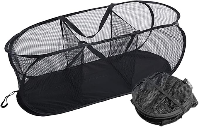 Collapsible Three Compartment Laundry Basket, Partitioned Bathroom Grid Dirty Basket, Handy Large Capacity Storage Basket Clothes Basket, Easy Open & Fold, Reinforced Handles, Breathable Fabric