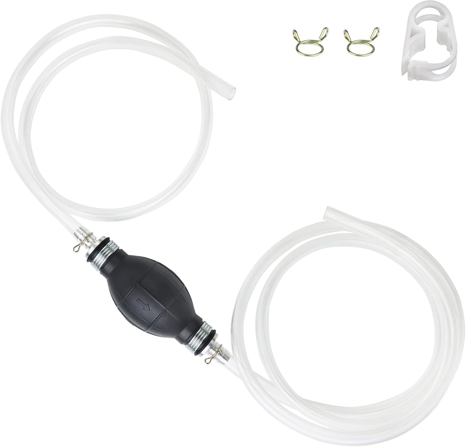 JMCUHYD Manual Siphon Pump For Gas Oil Water Fuel Hand Transfer Pump With Siphon Hose & Clamp Portable Fuel Transfer Pump