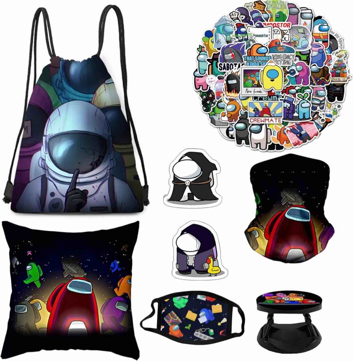 Amon Game Gift Set Drawstring Bag,Pillowcase Keychain Neck Gaiter Face Cover Brooch,Phone Holder …