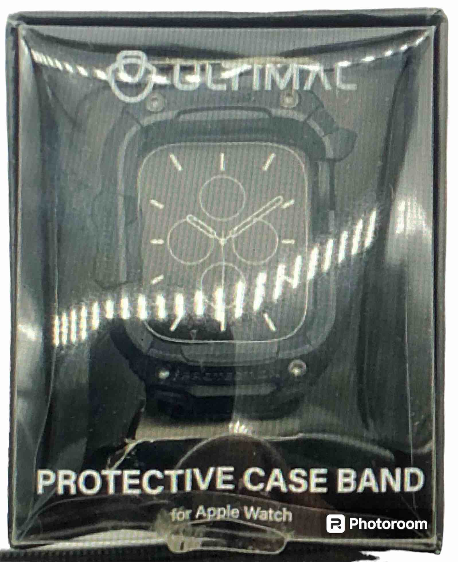 ULTIMAL Band Compatible with Apple Watch 49mm/45mm/44mm, Adjustable Sports Strap with Protective Tough Military Bumper Case for Watch Series 8/7 6/5/4/SE/Ultra (45mm, BLACK-SV)