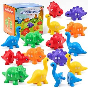 26Pcs Matching Letters Fine Motor Toy, Alphabet Match Game Educational Toys for Toddlers 1-3 Dinosaur Alphabet Learning Toy for Toddler Age 1, 2, 3 Montessori Preschool Educational Toy?New Model?