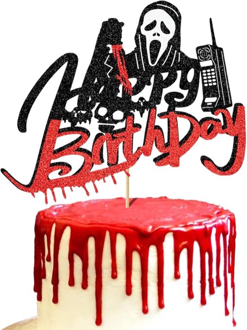 Have a Killer Cake Topper Glitter Horror Movie Birthday Cake Toppers Decorations for Boys Girls Men Women Halloween Birthday Party Decoration Supplies