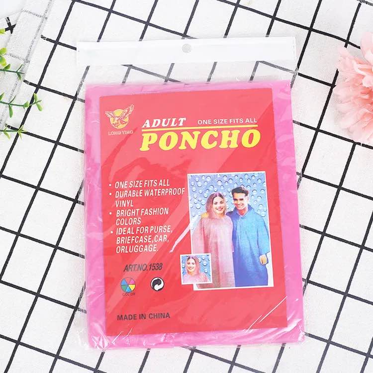 Disposable Raincoat Adult Waterproof Hood Poncho Travel Camping Rain Coat Unisex One Size
