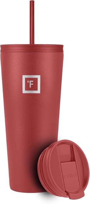 IRON °FLASK Classic Tumbler 2.0-2 Lids (Straw Flip), Vacuum Insulated Stainless Steel Water Bottle, Double Walled, Drinking cup, Thermos Travel Mug - Rusty Red, 32 Oz