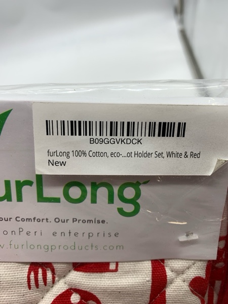 furLong 100% Cotton, Heat Resistant, Eco-friendly Oven mitt & Pot Holder set, White & Red