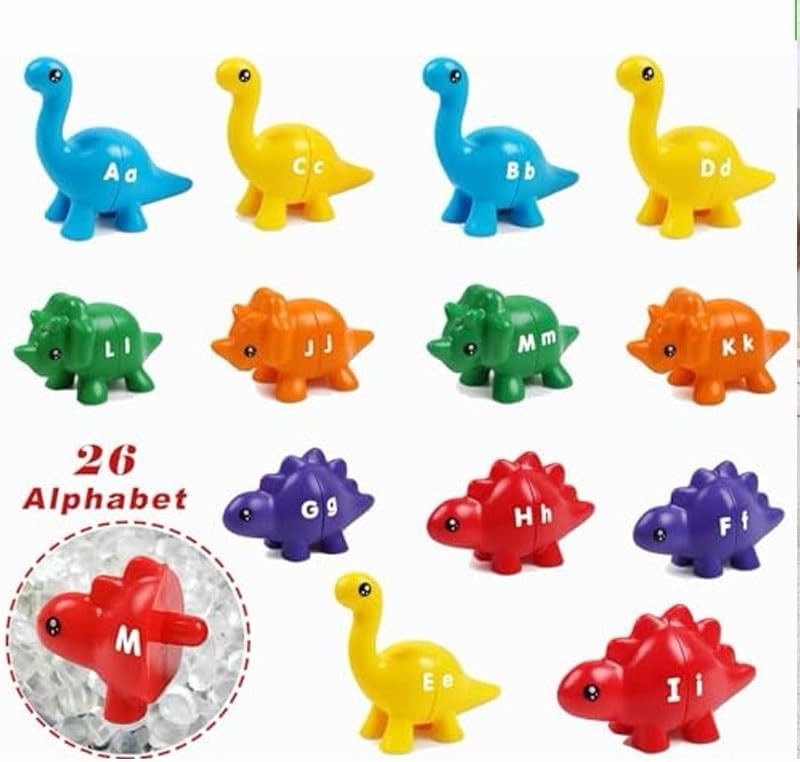 Alphabet Learning Dinosaur Toys Uppercase Paired Lowercase Matching Letters Color Sorting Fine Motor Toy 26 PCS ABC Learning for Toddlers Preschool Classroom Must Haves Montessori Toys Age 2-6