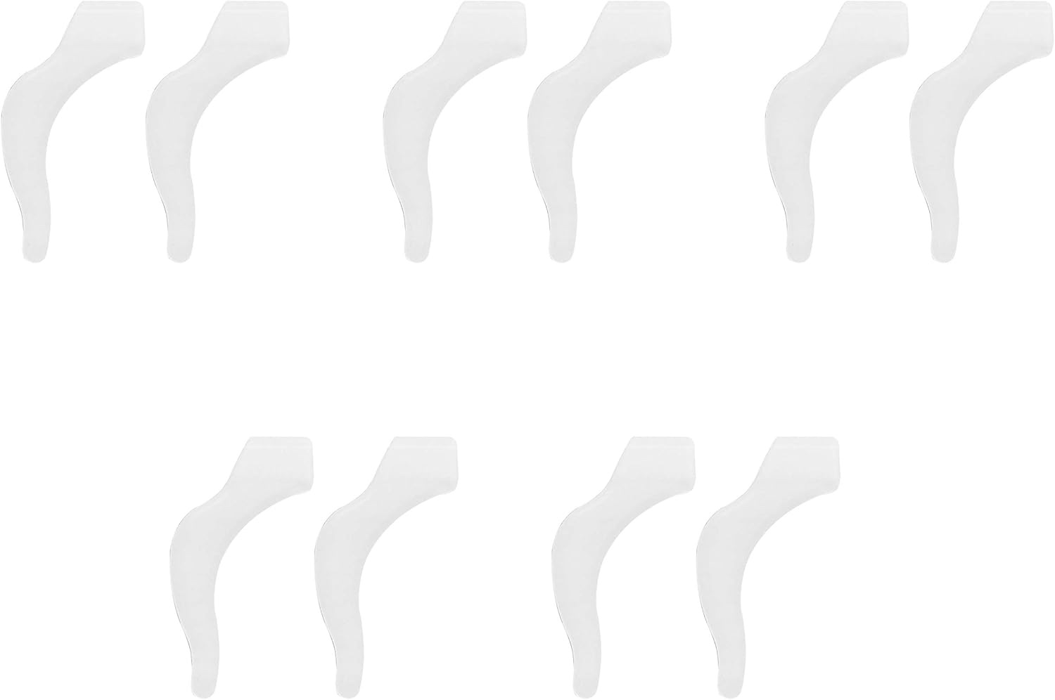 Ear Grip Ear Hooks for Glasses, Anti - slip Hook Soft Silicone Temple Holder Glass Eyewear Comfortable Tips Sleeve Retainer For Eyeglass Sunglass, 5 Pairs (Clear)