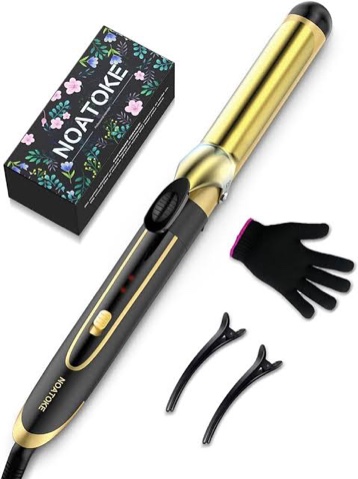 NOATOKE 1.25 Inch Curling Iron Wand, 30S Fast Heating 1 1/4 Inch Curling Wands with Ceramic Coating, Hair Curler Dual Voltage 110-240V Styling Tools with Anti-Scald Tip, 1-Hour Shut Off…