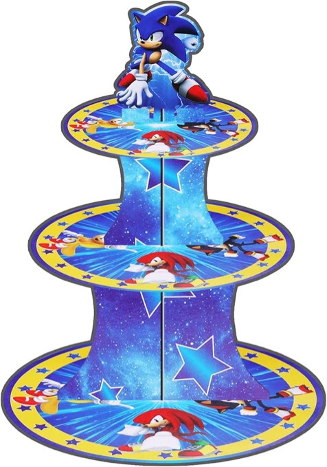 Sonic Cupcake Stand, Hedgehog Themed Birthday Party Decorations, Sonic Party Supplies Table Centerpiece Decor, Cupcake Holder Dessert Stand for Kids