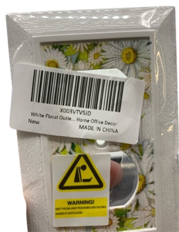 White Floral Outlet Light Switch Cover Decorative Plastic Switch Plates and Outlet Covers Wall Plates for Electrical Kitchen Home Office Decor