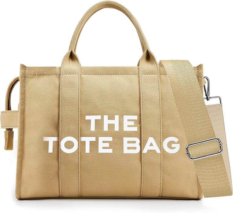 CuireeL The Tote Bag for Women, Medium/Large Canvas Totes Bags Handbag Crossbody Bag with Zipper Adjustable shoulder strap