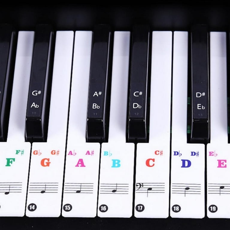 Piano Keyboard Stickers for 88/61/54/49/37 Key. Large Bold Colorful Letter Piano Stickers Perfect for kids Learning Piano. Multi-Color,Transparent,Removable