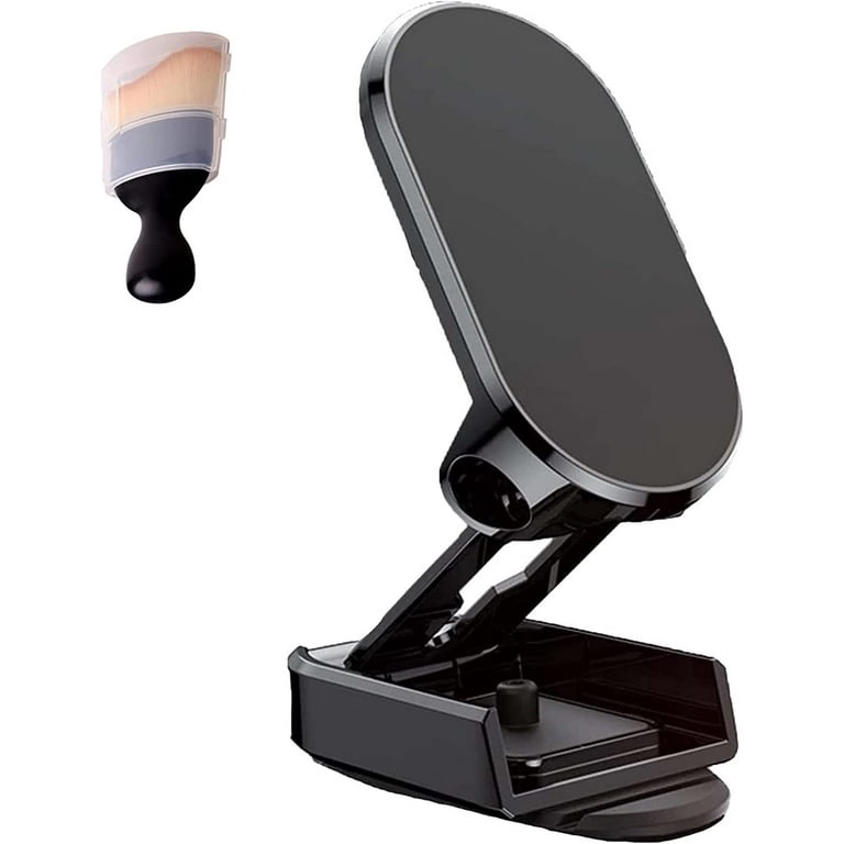 2023 New Upgrade Alloy Folding Magnetic Car Phone Holder,Alloy Folding Magnetic Bracket,Adjustable 360° Rotation Magnetic Phone Holder (Black)