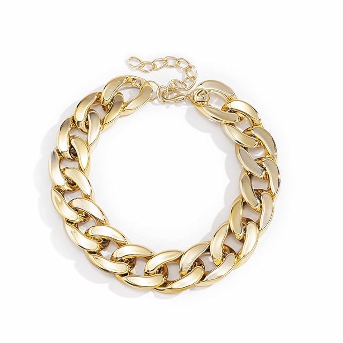 Cuban Link Chain for Women, Titanium Steel Cuban CD Necklace Chunky Gold Necklace/Bracelets Fashion Cuban Chain Jewelry Preppy Jewelry Gold Necklaces for Women Girls