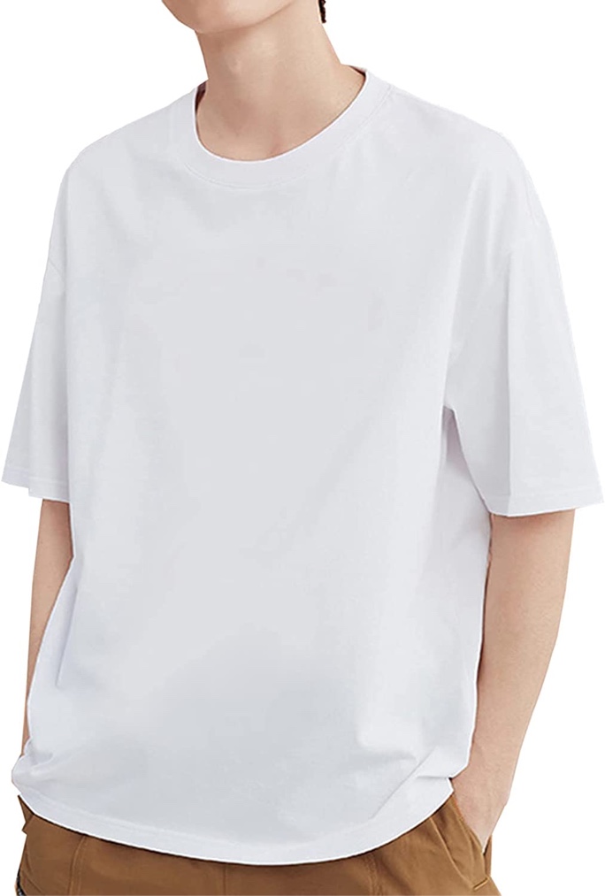T·IMTEX Men’s T-Shirts White Cotton Top Short Sleeve Undershirts Soft Comfortable Tees Mens Base Layer Shirt (M)