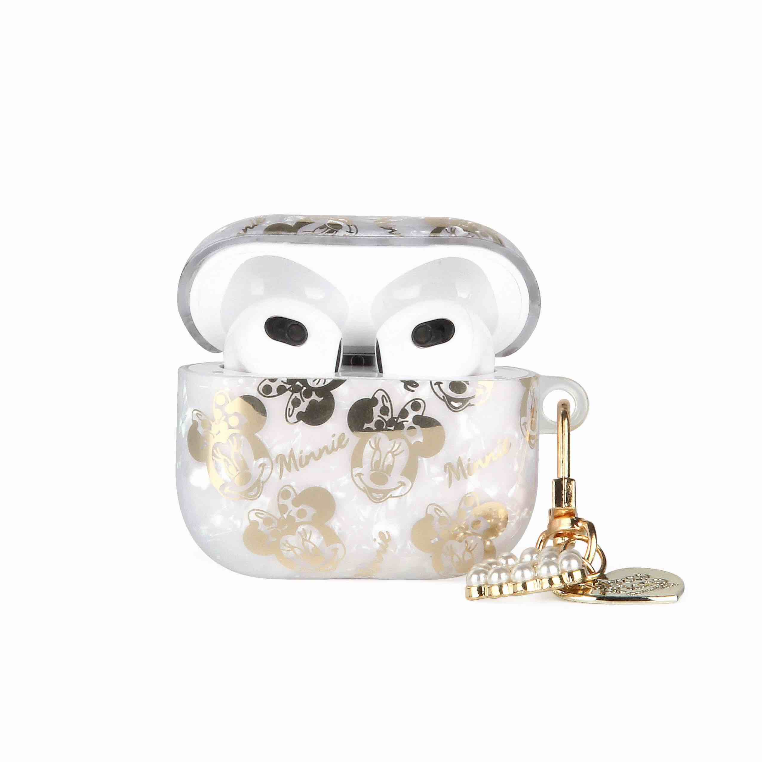 KNYPT Compatible for AirPods 3 Case Minnie Cute Cartoon AirPods 3rd Generation Case 2021? Women Girls Kawaii Silicone AirPods 3 Cover with Pearl Heart-Shaped Keychain Pendant ?Minnie?