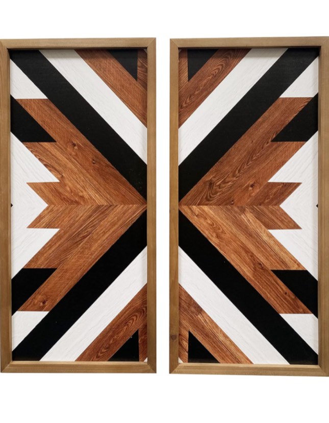 flangairy Western Aztec Wall Decor, Wood Southwestern Wall Art, Native American Navajo Tribal Boho Modern Home Living Room Bedroom Decorations