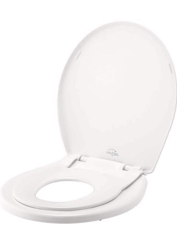 Little2Big Toilet Seat with Built-In Potty Training Seat, Slow Close, Easy to Install, Round, White