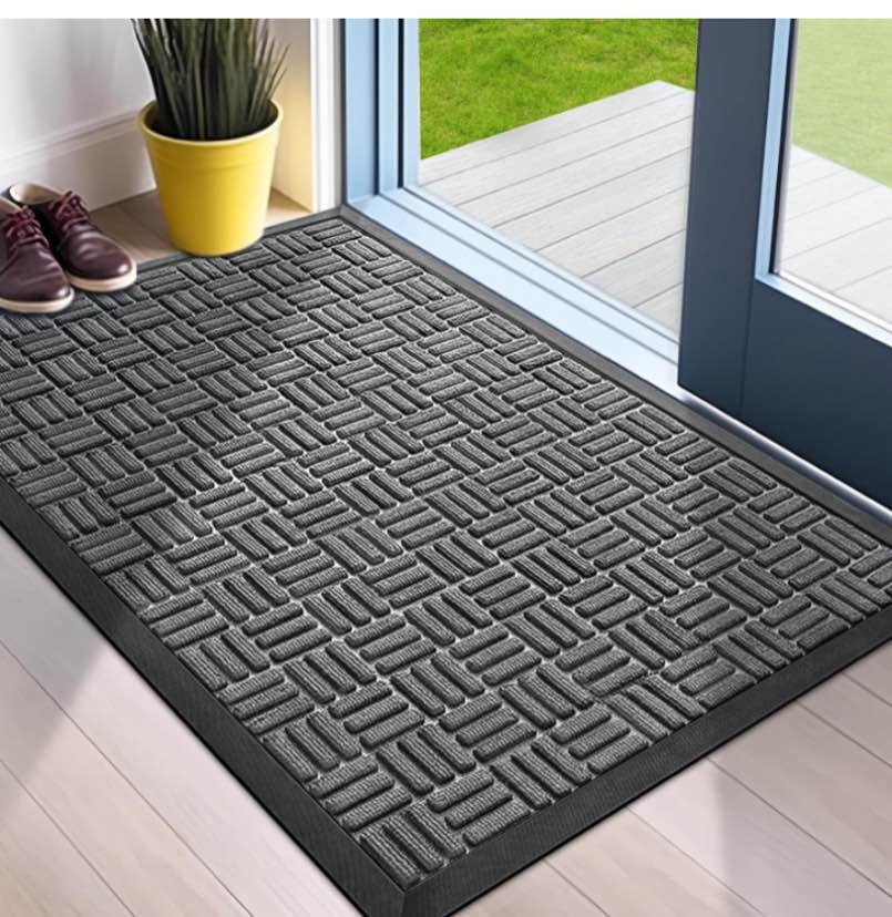 Mibao Front Door Mat, Heavy Duty Durable Welcome Mat for Outdoor Indoor, Dirt Trapper Waterproof Super Absorbent Door Mat for Entryway Outside Patio Porch, 29.5" x 17", Grey