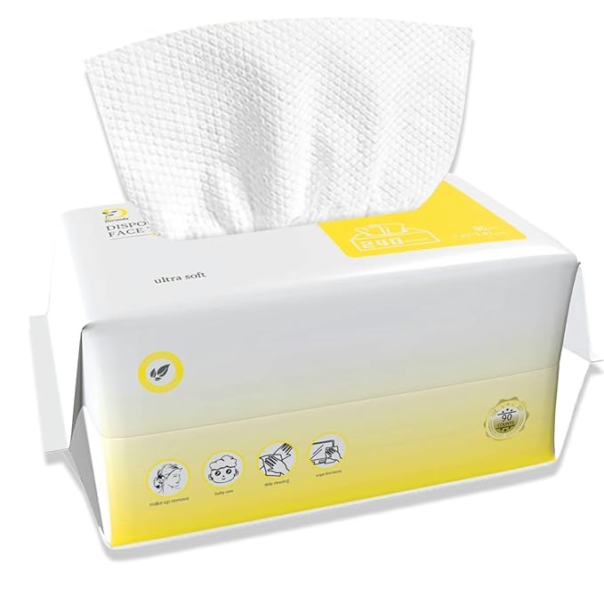 Disposable Face Towel | Ultra-Soft Face Towelettes Disposable | Multi-Purpose Thick Daily Clean Towels for Washing, Drying, Skincare and Makeup Remover | 180 Count