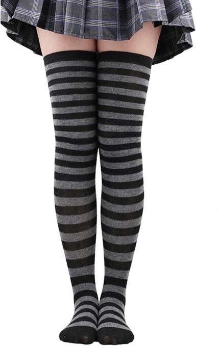 Bestag Christmas Halloween Striped Stockings Over-the-Knee Stockings Thigh-High Socks for Women