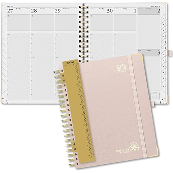 POPRUN Academic Planner 2022-2023 Weekly and Monthly 8.5" x 10.5" - Planner July 2022 - June 2023 with Hourly Schedule & Vertical Weekly Layout, Monthly Tabs & Calendars, Hardcover - Pink
