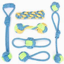 Willow Tree Pet Company 7 Pack Dog Rope Toys for aggressive Chewer, Blue/Beige