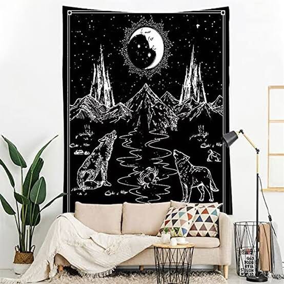 Arawat Mountain Tapestry for Bedroom Aesthetic Moon and Sun Tapestry Wall Hanging Black and White Tapestry Wall Tapestry for Bedroom Psychedelic Tapestry Room Decor Aesthetic Vintage (51.2x59.1 Inch)