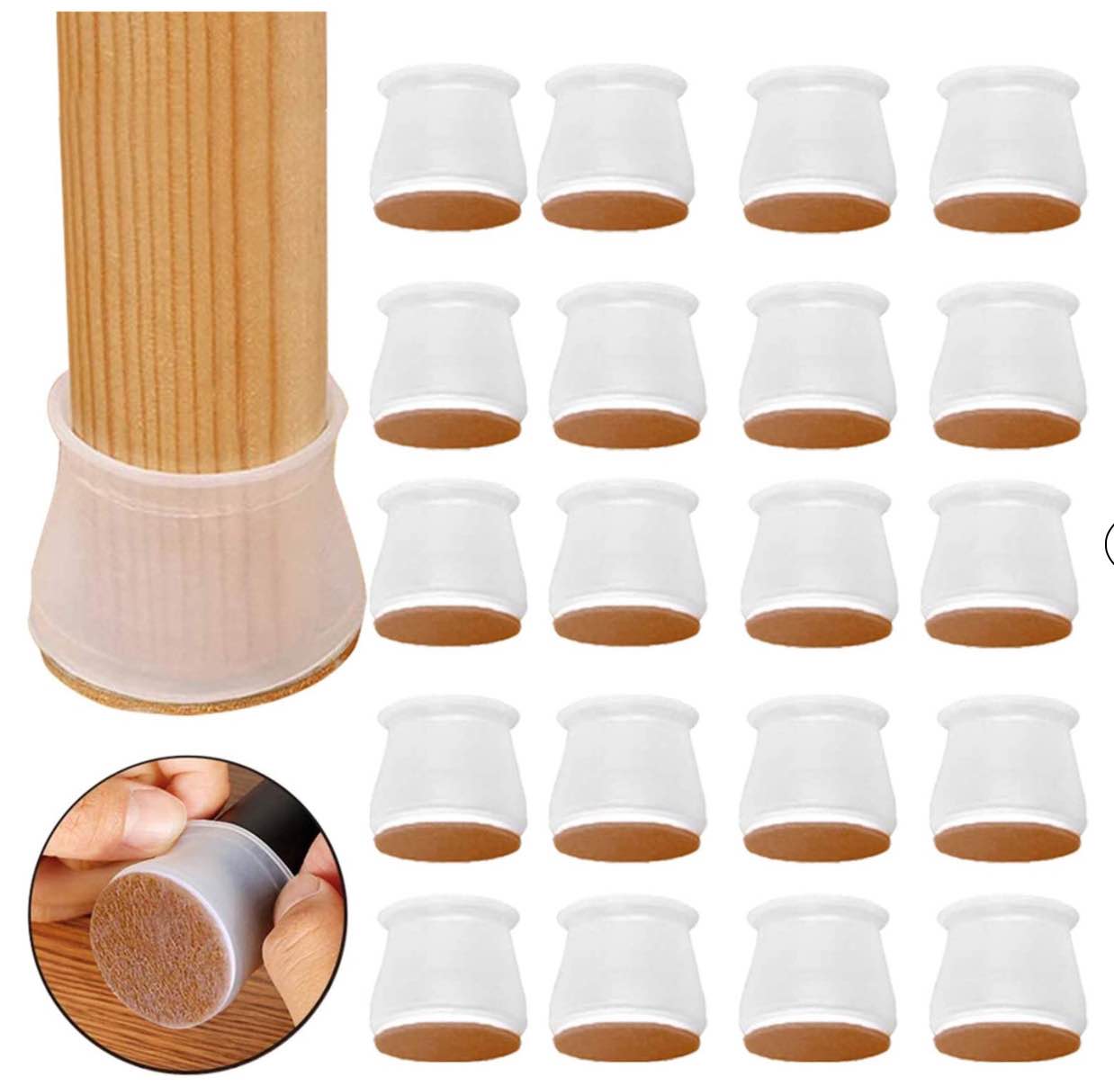 Silicone Chair Leg Floor Protectors 24 PCS Chair Leg Floor Protectors Furniture Pads For Hardwood Floors Feet Cups With Felt
