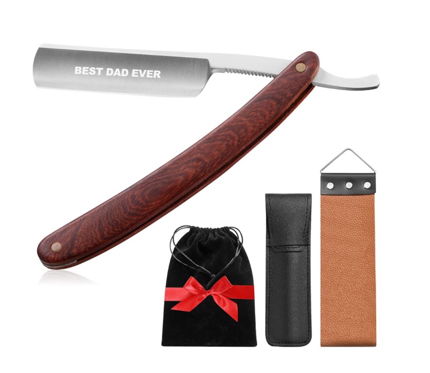 Straight Razor Gifts for Dad Men Stocking Stuffers Unique Gift from Daughter Cool Gadgets Shavers Vintage Wood Handle for Christmas Father Day Thanksgiving Day