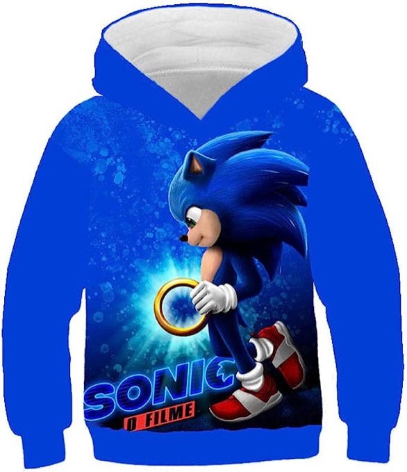 Boys Girls Hoodies 3D Print Boys Hoodie Sonic The Hedgehog Hoodies Polyester Children S Hoodie Girls Tops Baby Boys Clothing Sonic Pullover (M)